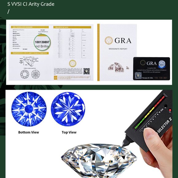 Certified Moissanite Diamond Ring Size 7 Real 925 Sterling Silver Jewelry - Picture 4 of 6